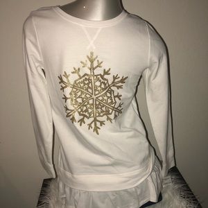 💕 Osh Kosh long sleeve white glitter snowflake